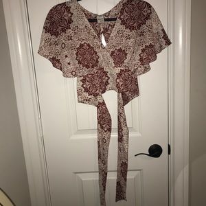 Crop top with open back and wrap around ties